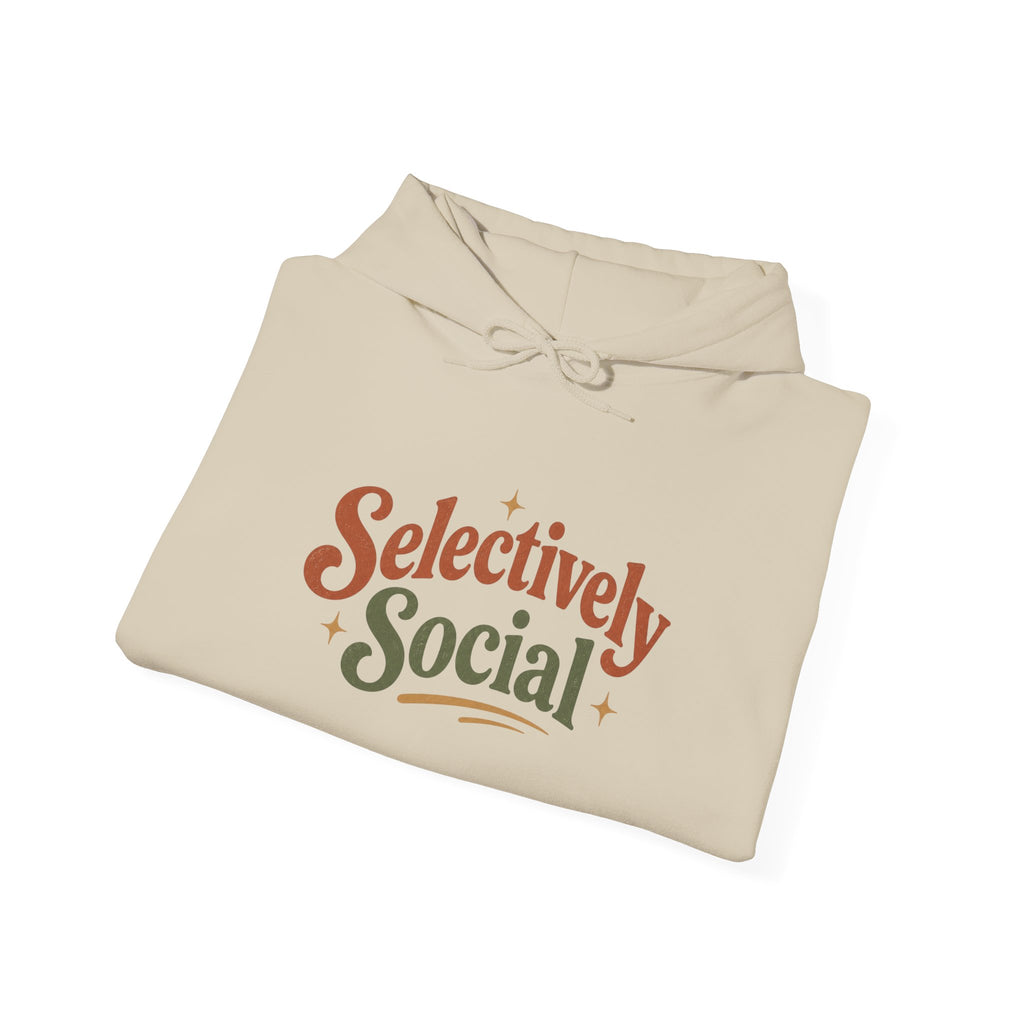 Selectively Social Hoodie | Vintage Retro Graphic Sweatshirt, Introvert Gift
