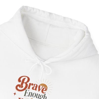 Cozy Retro Typography Hoodie | Brave Enough to Begin Again Sweatshirt