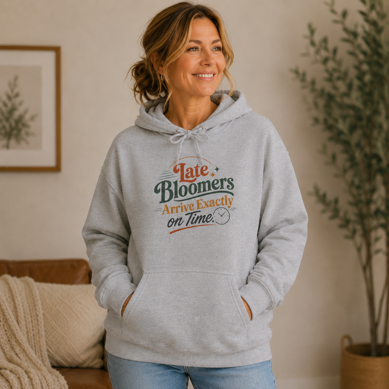 Late Bloomers Hoodie | Retro Inspirational Sweatshirt, Cozy Fleece Pullover