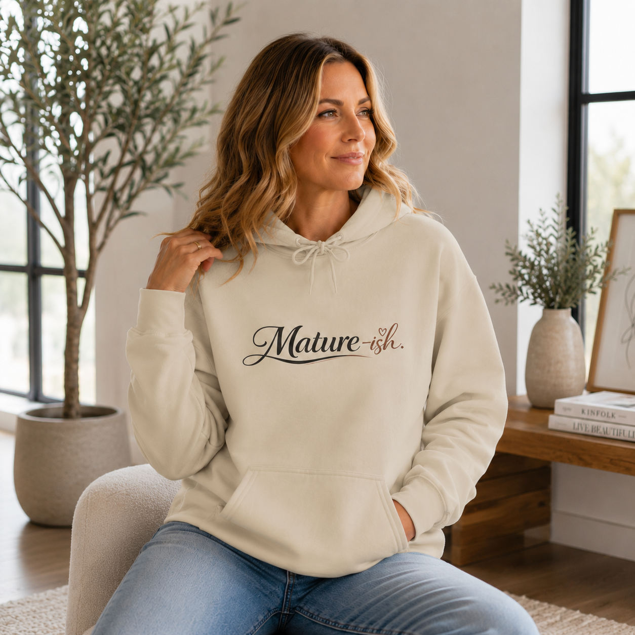Mature-ish Hoodie, Funny Midlife Cozy Sweatshirt, Playful Adulting Pullover