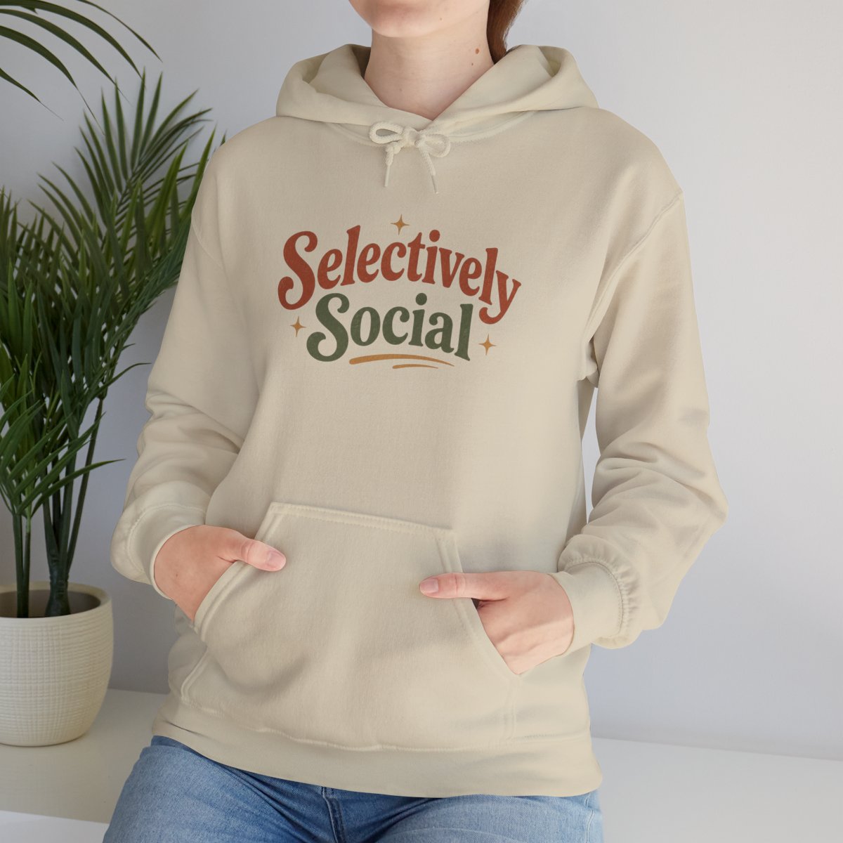Selectively Social Hoodie | Vintage Retro Graphic Sweatshirt, Introvert Gift
