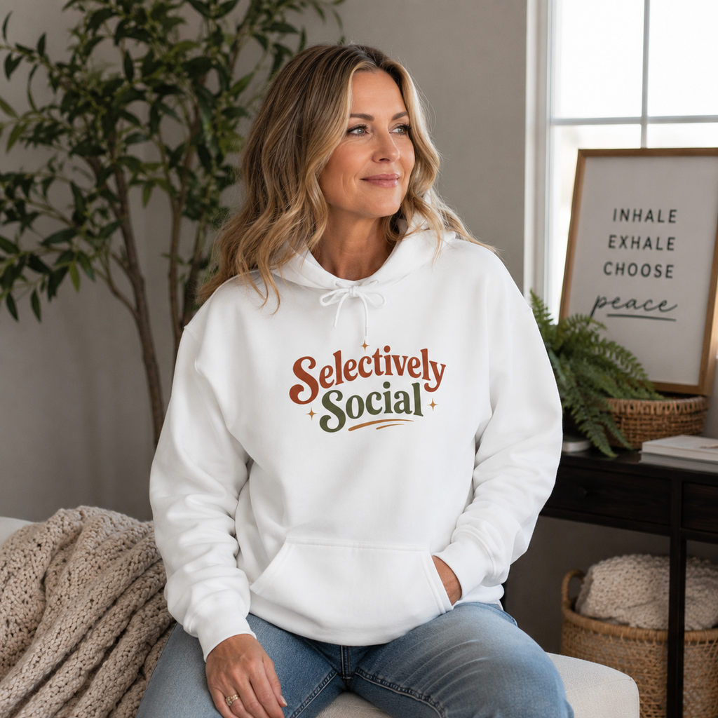 Selectively Social Hoodie | Vintage Retro Graphic Sweatshirt, Introvert Gift